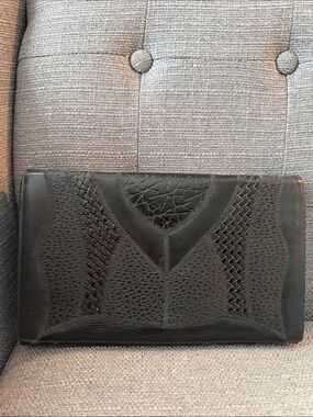 Vintage Original by Caprice Elegant Black Woven Clutch/ Shoulder Bag